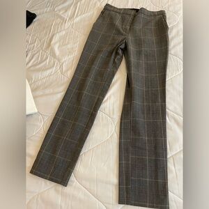 Zara Basic Plaid Pants in Gray with Brown Accents